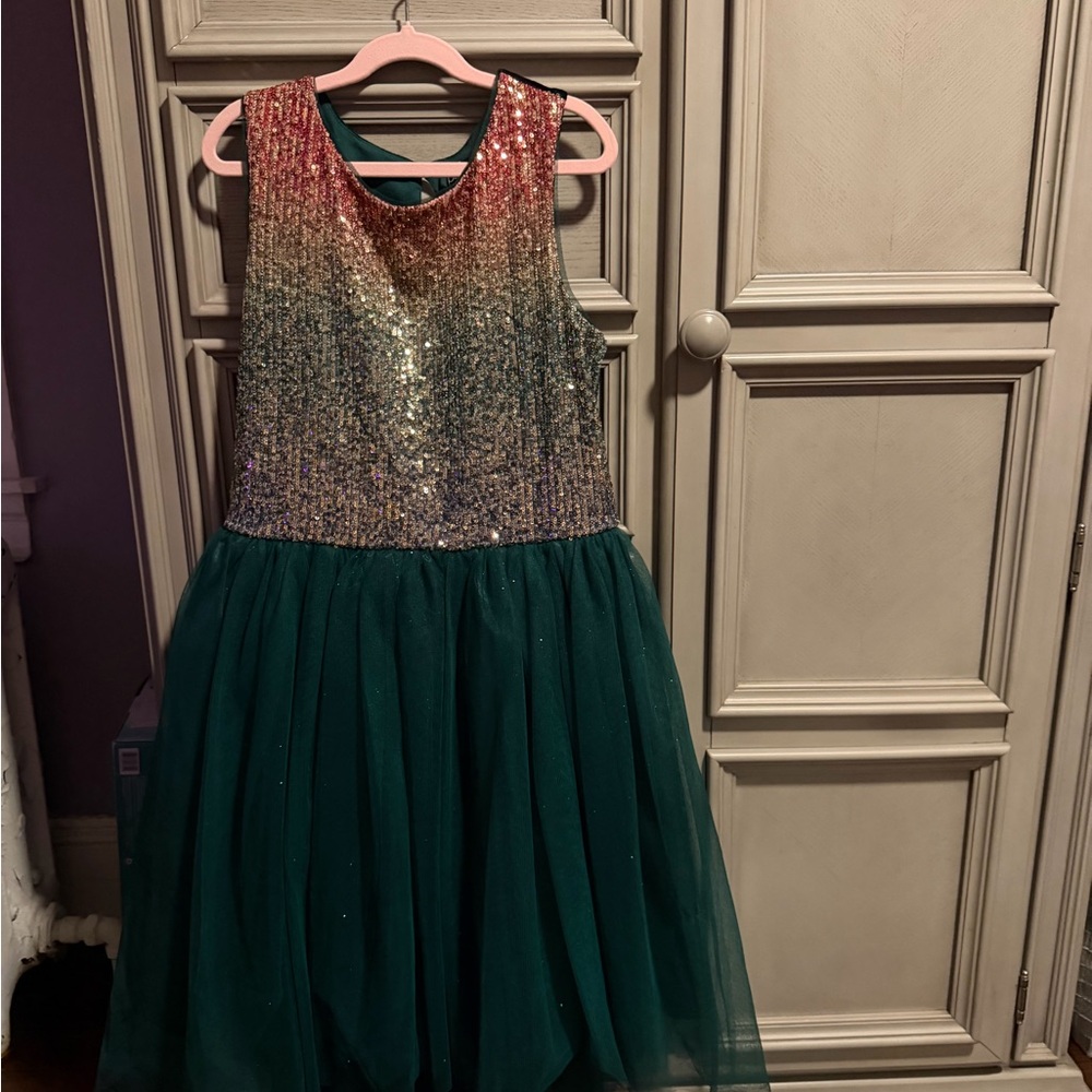 Sparkling Multicolor Sequin Kids Formal Dress